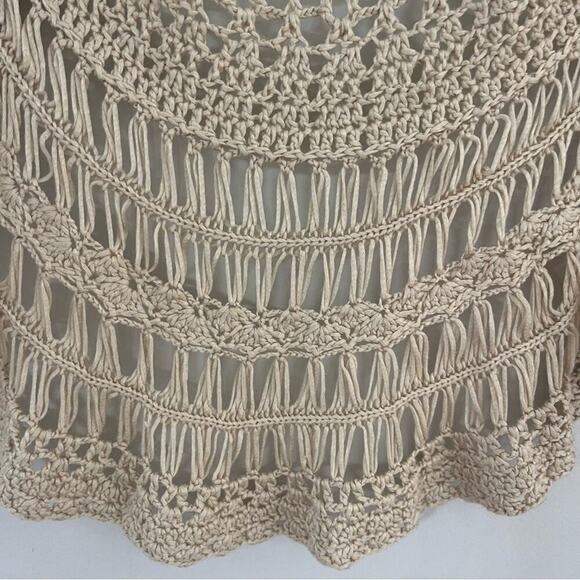 Double Zero Crochet Open Knit Cascade Vest Cardigan Medium Boho Sweater Top Y2K - Picture 3 of 11